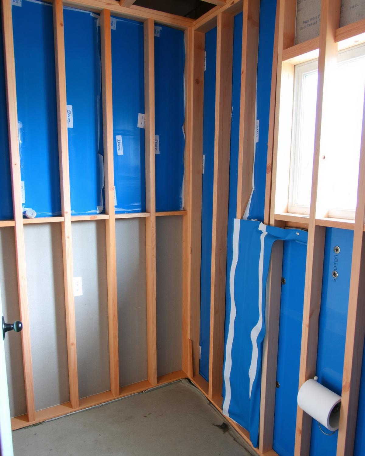 Framing and waterproofing in progress