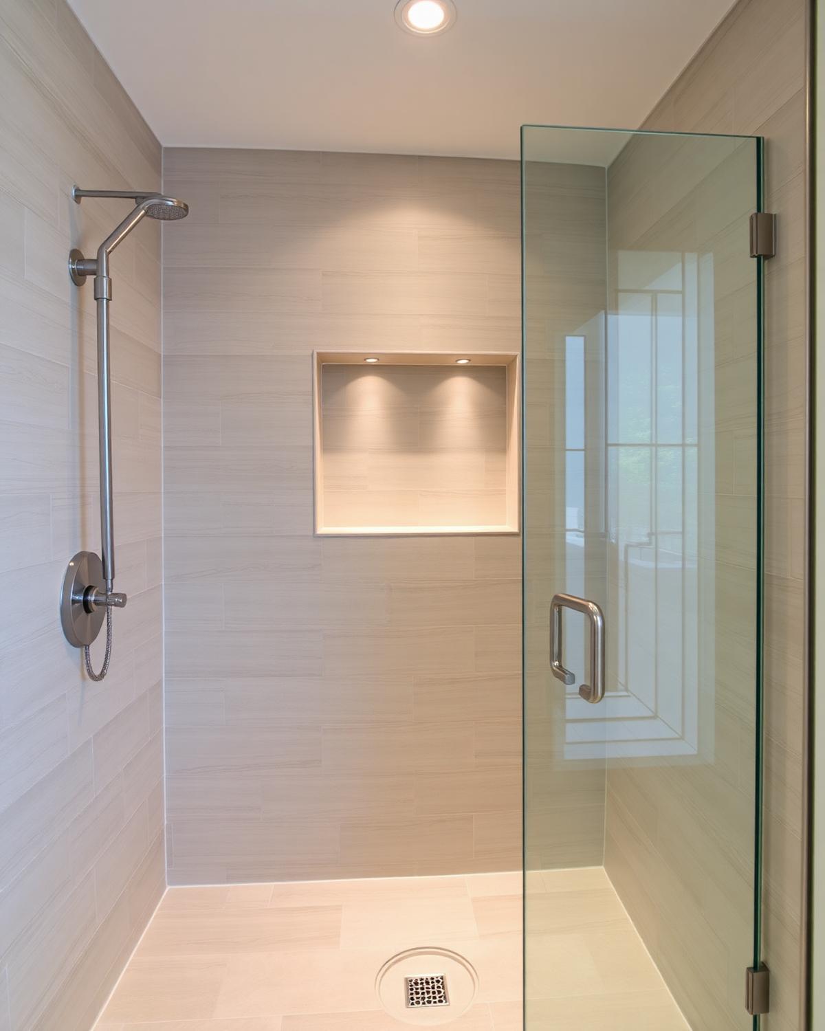 Custom tile shower with niche