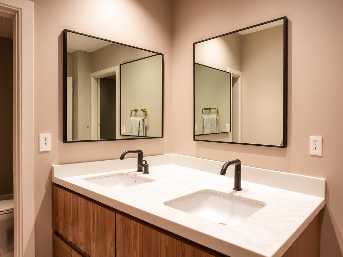 Completed vanity with dual sinks
